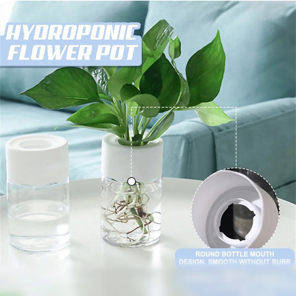 Mini maceta hidropónica para decoración del hogar, florero transparente de imitación de vidrio, macetas sin suelo, maceta de plantas verdes para decoración del hogar