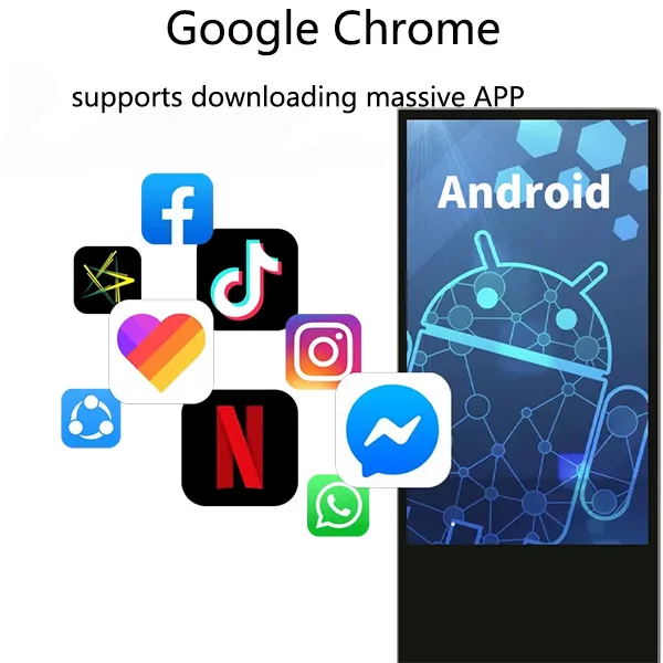 屋内LCDデジタルサイネージディスプレイ,Androidタッチスクリーンキオスク,床に取り付けられた広告トーテム,超薄型,49インチ