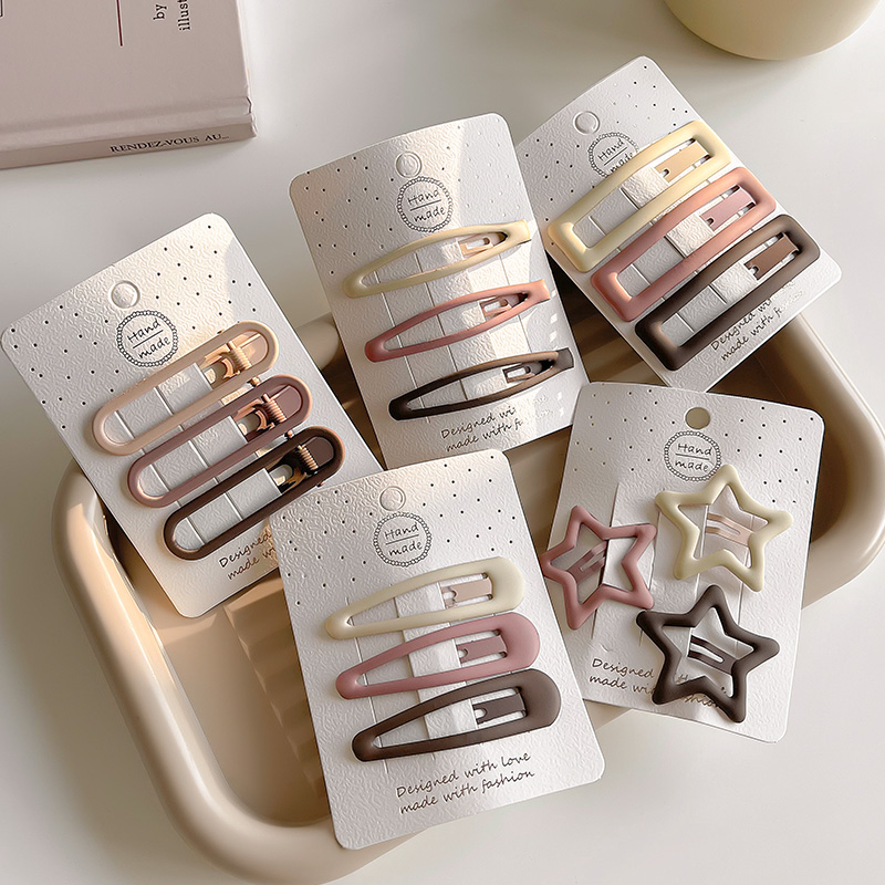 3/6 Chiếc/Bộ Nữ Thời Trang Bé Gái Màu Cà Phê Hình Học Ngôi Sao Trang Trí Kẹp Tóc Người Lớn Ngọt Kẹp Tóc Nữ Phụ Kiện