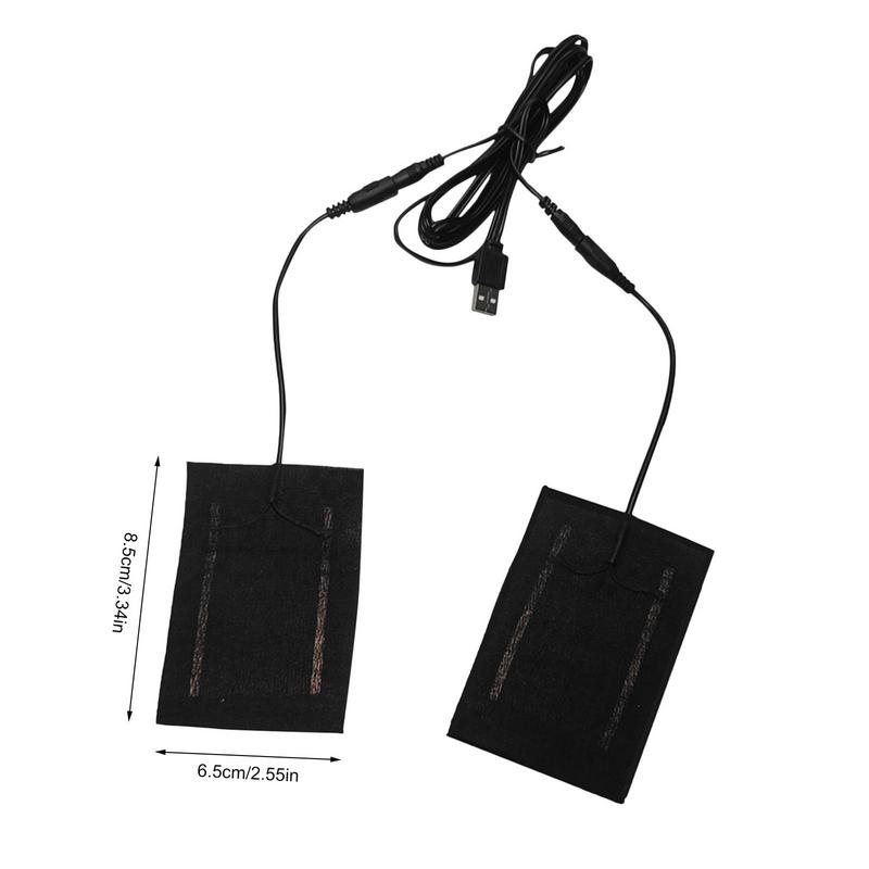 Luvas elétricas aquecidas USB, aquecedor portátil, pano de fibra de carbono, almofada para trabalhar, saída, viagem, 5V, 1 par