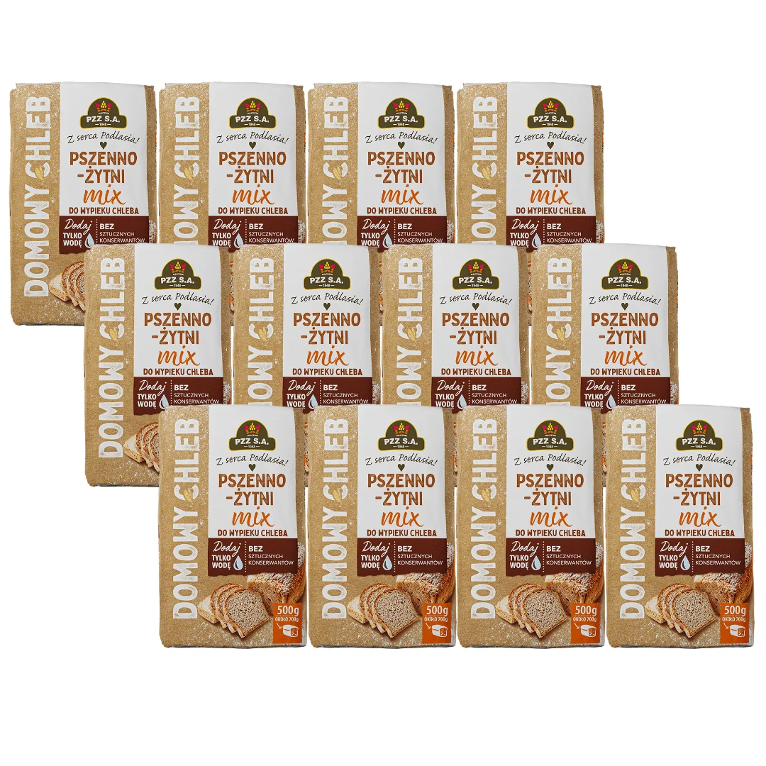 PZZ Mieszanka do wypieku chleba Mix pszenno-żytni 500 g x 12 sztuk