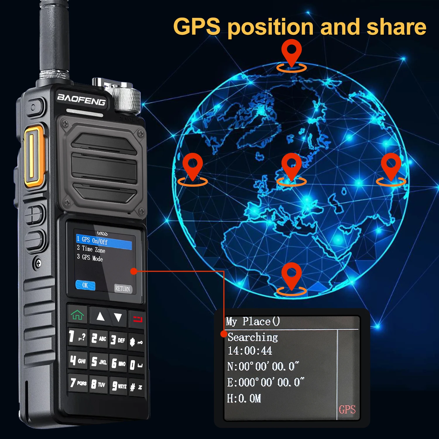 Baofeng UV-25PRO GPS Walkie Talkie 10W 1000Ch banda aérea multibanda FM Vox Radio bidireccional con batería recargable USB-C de 5200mAh