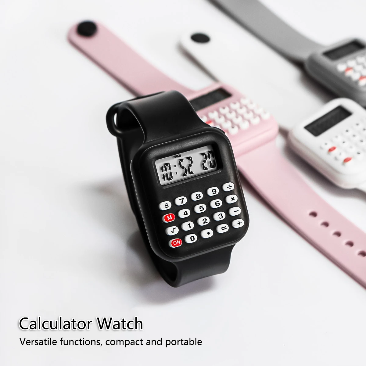 2025 nova pulseira de borracha crianças relógio com calculadora relógios para meninas estudante mostrar tempo e data relógio digital crianças