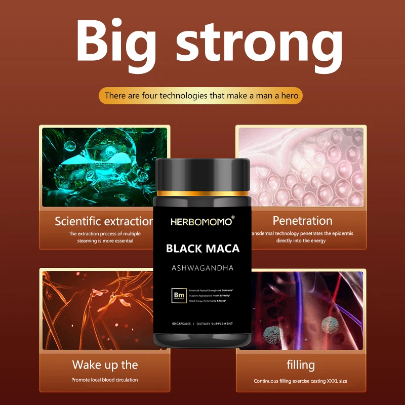 Maca Negra para Hombres - Suplemento de Maca para Salud, Energía y Resistencia, Masa Muscular