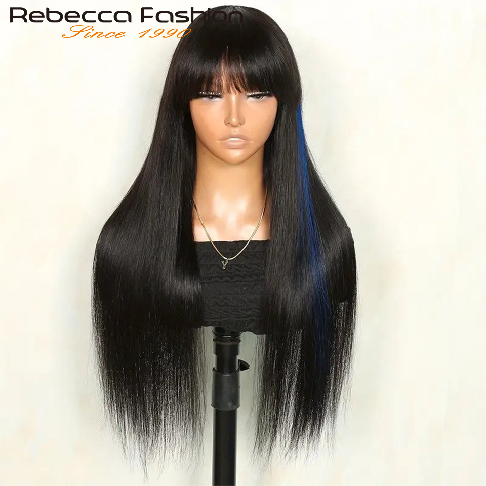 วิกเส้นผมมนุษย์ผมตรงแบบบราซิลที่มีผมม้าสีดำธรรมชาติใส่และไป100% วิกผมเส้นผมมนุษย์เรมี่วิกผมผู้หญิงเครื่องจักรเต็มรูปแบบ