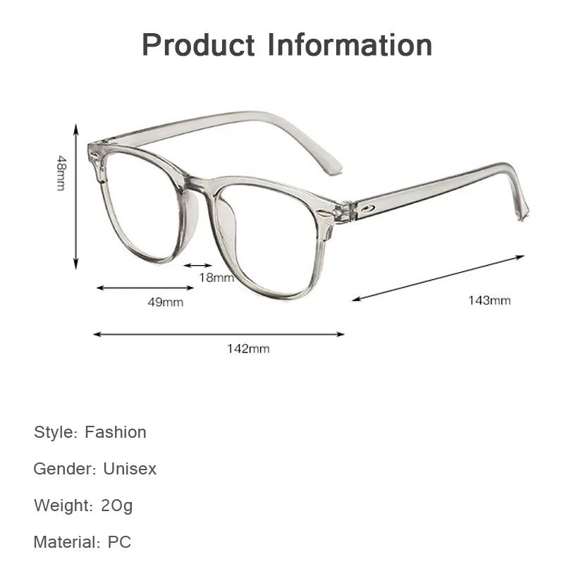 Chống Ánh Sáng Xanh Máy Tính Cận Thị Kính Nam Nữ Siêu Nhẹ Trong Suốt Nearsight Mắt Diop-1.0 -1.5-6.0