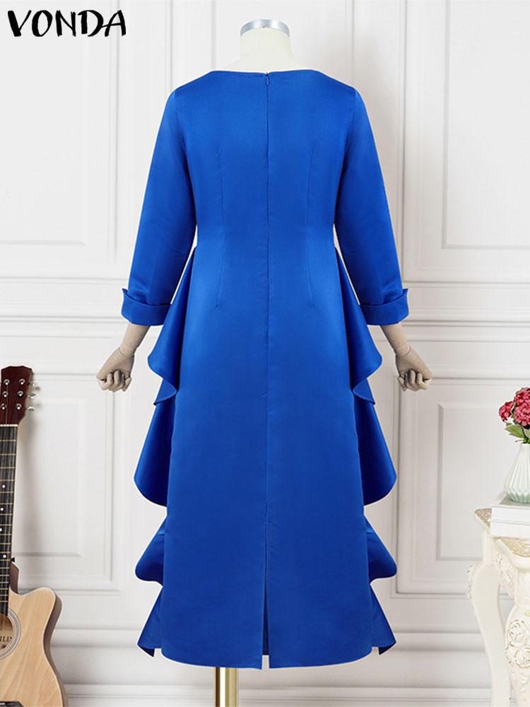 ボンダ-女性のボヘミアンマキシロングドレス,フラウンスサンドレス,エレガントなサテンドレス,カジュアルドレス,単色,ラージサイズ5XL, 2020