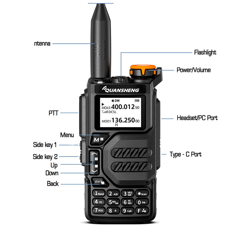 Quansheng UVK5 walkie-talkie long-distance professional civil outdoor go on road trip UV multi-frequency full-length hand-held a