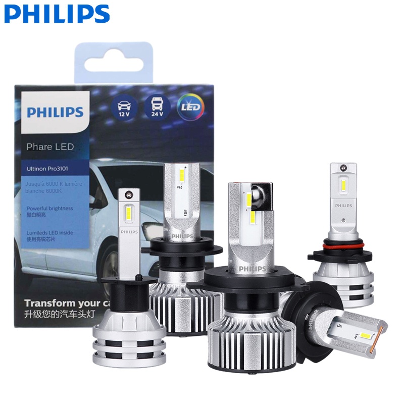 Philips LED H1 H3 H4 H7 H11 Ultinon Pro3101 12 V/24 V 6000 K blanc brillant HB3 9005 HB4 9006 HIR2 9012 phares automobiles lampes LED, 2x