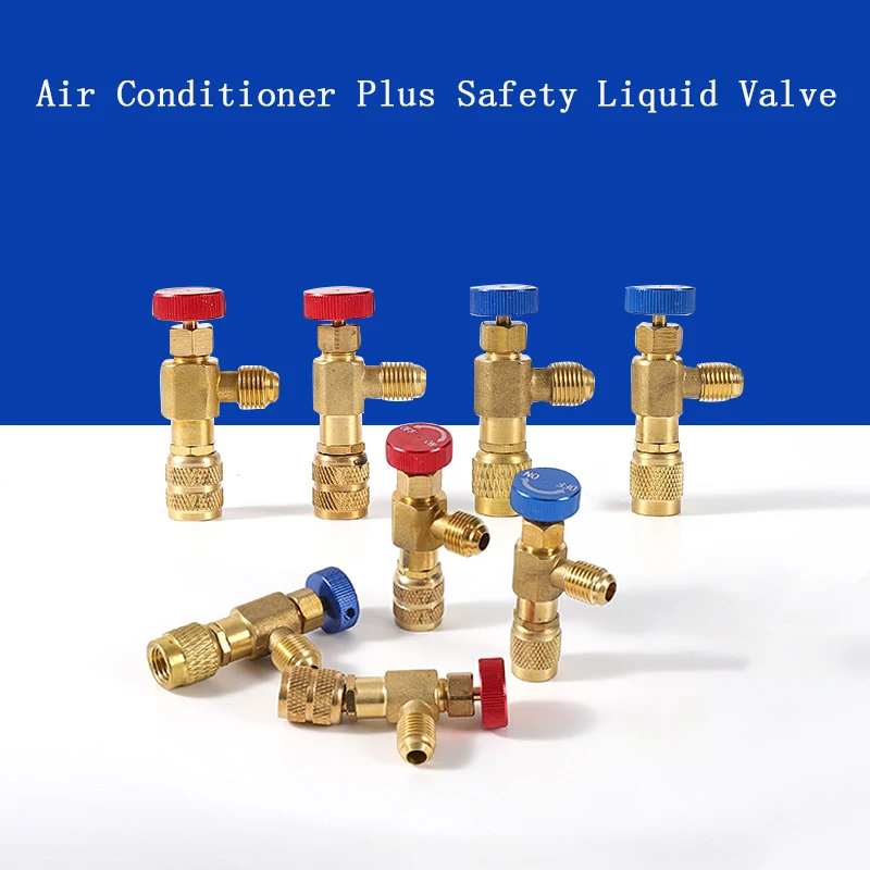 Refrigeration Charging Air Conditioning Adapter For R410A R22 1/4" Liquid Safety Valve Hose R22 Copper Adapter Hand Tool