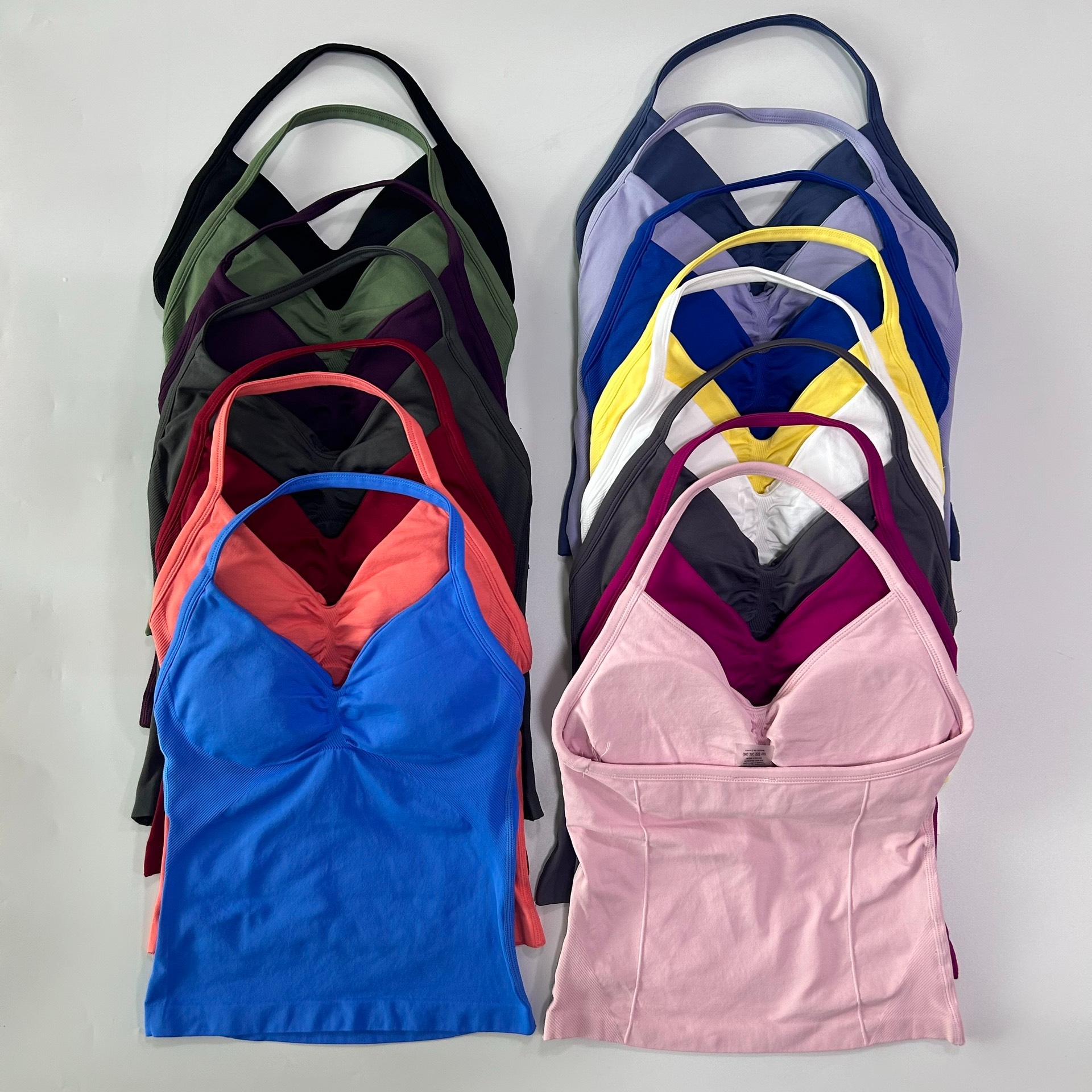 Ударный длинный топ на бретелях, женские бесшовные топы на бретелях для йоги, спортивная одежда с рюшами и открытой спиной, рубашки без рукавов для тренировок с Buit