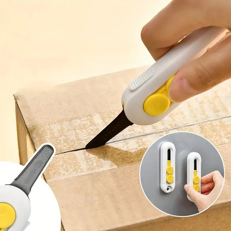 Utility Knife Multipurpose Pocket Knife Magnetic Paper Box Cutter Letter Opener Anti-sticking Retractable Blade for Home Office