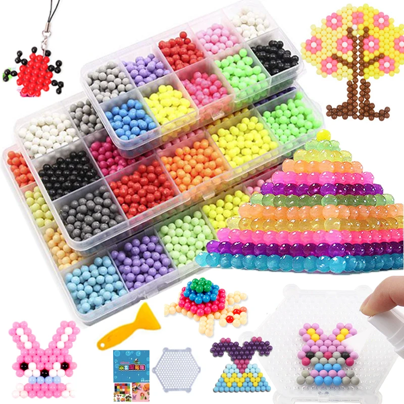 Montessori recarga contas quebra-cabeças de cristal diy spray água bola jogos 3d artesanal magia água fusível contas brinquedos conjunto com acessórios