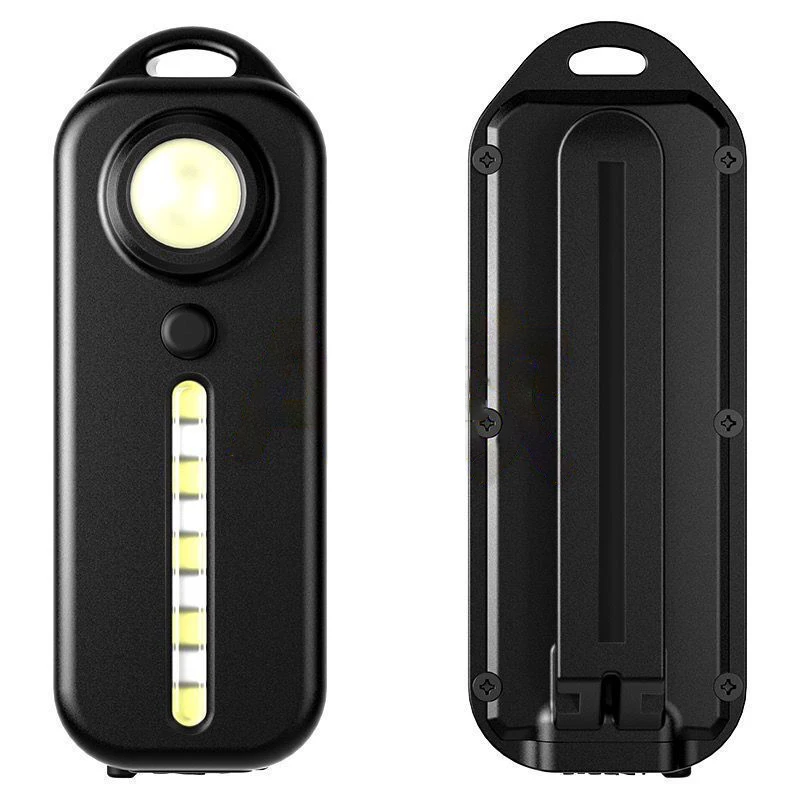 Mini LED Flashlight USB Rechargeable Red Blue Police Light Portable  Pocket Flashlight Keychain Lamp Traffic Flash Warning Light