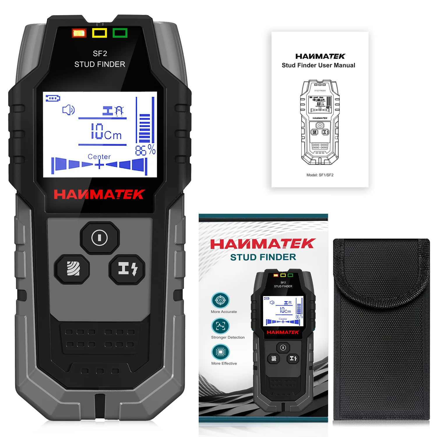 HACHANLUN SF2 détecteur de goujons en bois détection de métaux détection de câble en direct détecteur de profondeur de métaux détecteur mural Scanner