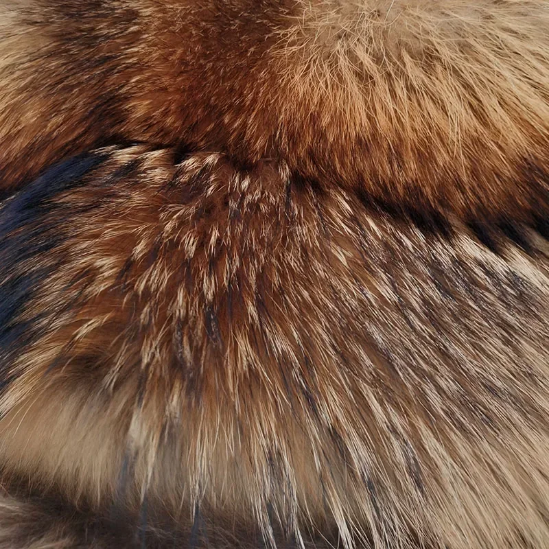 2025Maomaokong Echt Pelzmantel Frauen Natürliche Waschbären Pelz Jacke Weibliche Winter Warme Fuchs Pelzmantel Hohe Qualität Langarm Mit hut