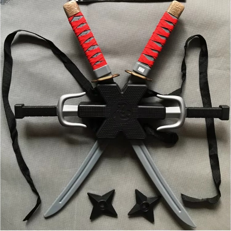 56 centimetri Halloween Samurai Ninja Plastica Retro Coltello Lungo Pugni 7 Pezzi in Un Set Deadpool Cos Doppia Spada Bambole Cosplay Giocattolo Regalo