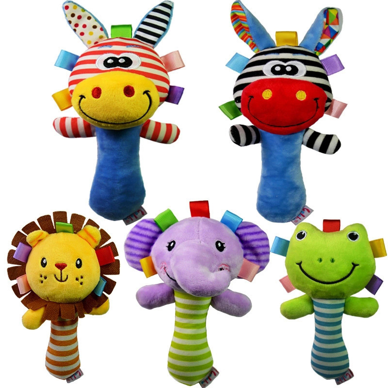 ทารกแรกเกิดของเล่นเด็กการ์ตูนสัตว์เด็ก Plush Rattle Hand Bell โทรศัพท์มือถือการศึกษาของเล่นเด็กเกมของเล่นสําหรับทารก 0 12 เดือน