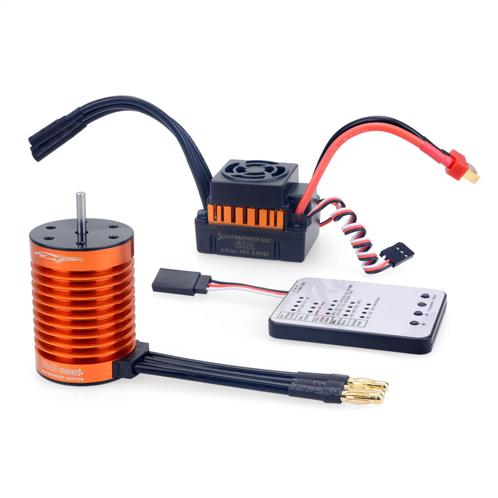 1:10 1:12 1:14 RC ส่วนกันน้ํา F540 3300KV 4370KV มอเตอร์แบบไม่มีแปรง W/60A ESC สําหรับ Wltoys 144001 124019   แอคซี 124018   รถบรรทุกบักกี้