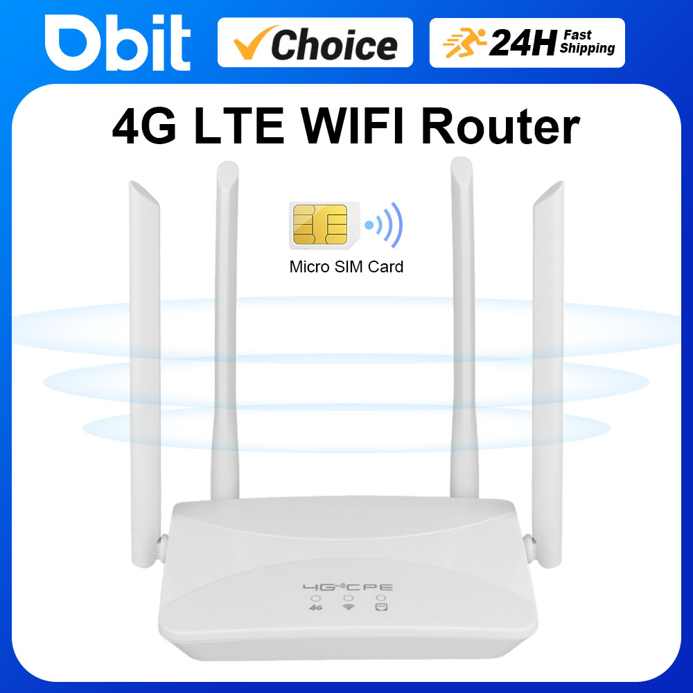 Enrutador WIFI 4G LTE de 150Mbps, 4 antenas externas, potenciador de señal de potencia, punto de acceso más suave, conexión con cable, tarjeta Micro SIM inteligente