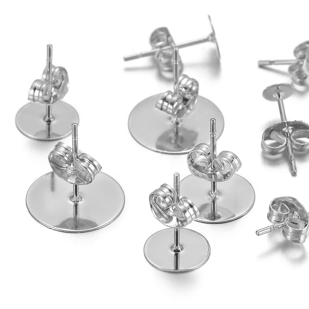 50-100 Uds. Pendientes dorados de agua de acero inoxidable, Base de tachuelas, alfileres de poste en blanco, tapón para pendientes, accesorios traseros para la fabricación de joyas DIY