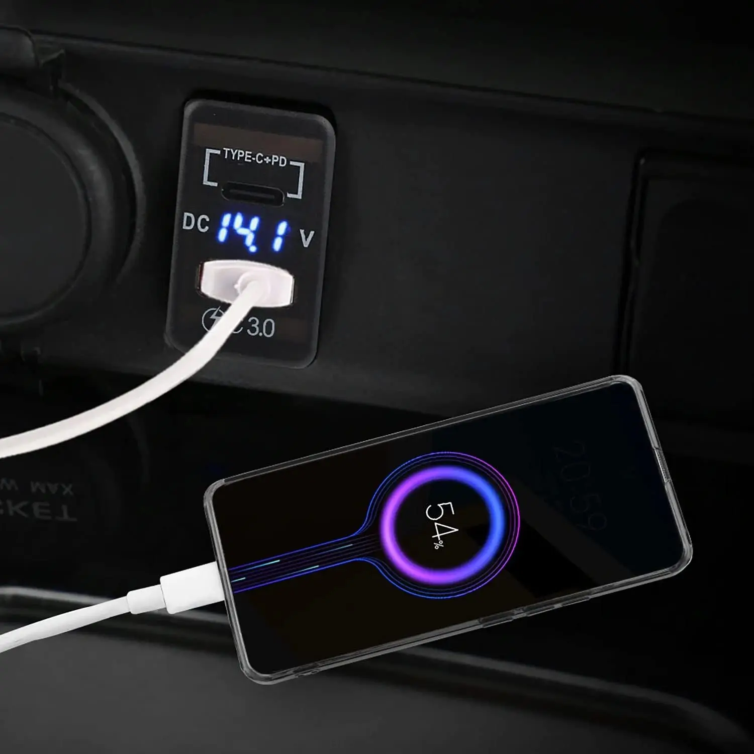 USB Autolader Socket Quick Charge 3.0 & PD USB C Poort Stopcontact Adapter voor 12 V/24 V Toyota Voertuigen