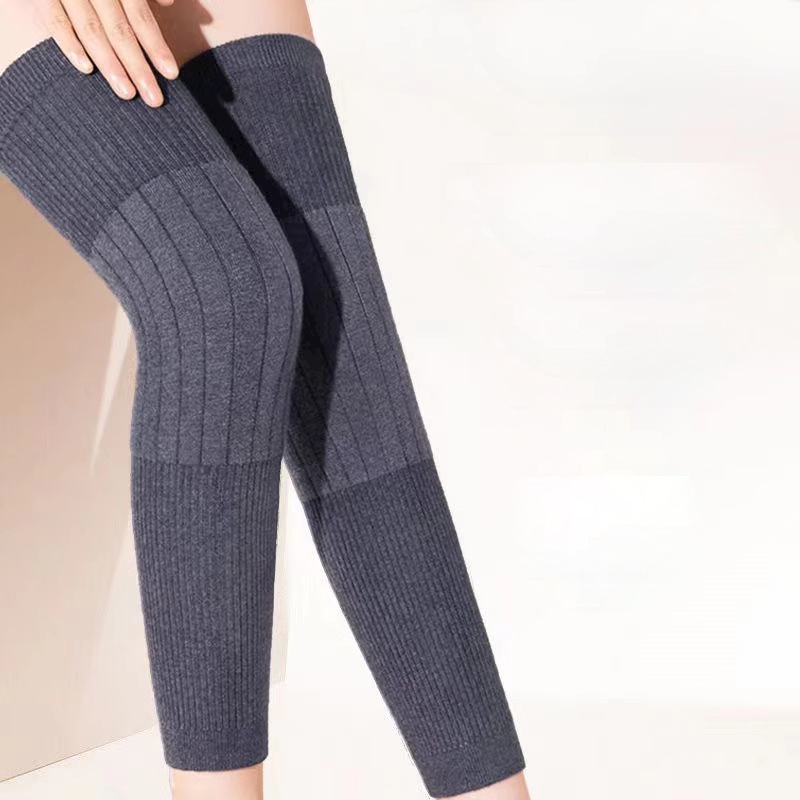 Thermo-Kniewärmer, gestrickter, verlängerter Thermo-Anti-Kälte-elastischer Beinwärmer für Herbst und Winter, verlängerter Knieschutz