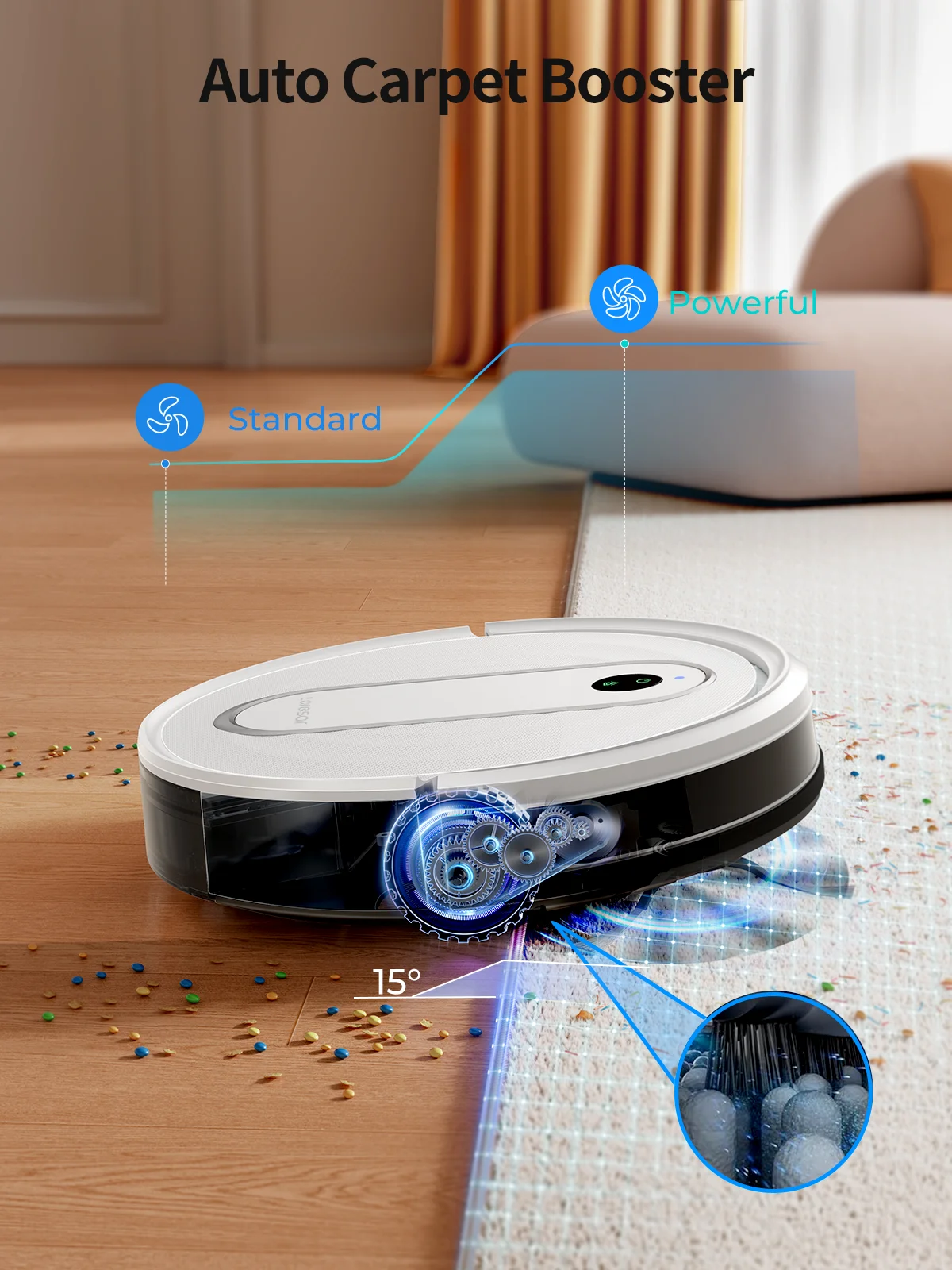Laresar P10 Aspirateur Robot et Serpillère, Aspiration de 4500Pa, Contrôle via APP, Carte Planifiée avec Gyroscope Intelligent pour Sols et Tapis à Domicile Sans Fil