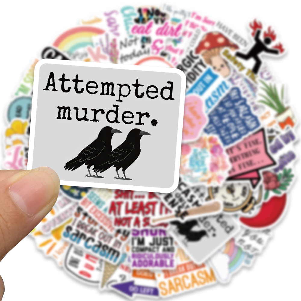 50PCS Funny Snarky Sarcastic Phrase Stickers DIY Decals Planner Laptop Bicycle Guitar Skateboard Car Gift Waterproof Stickers