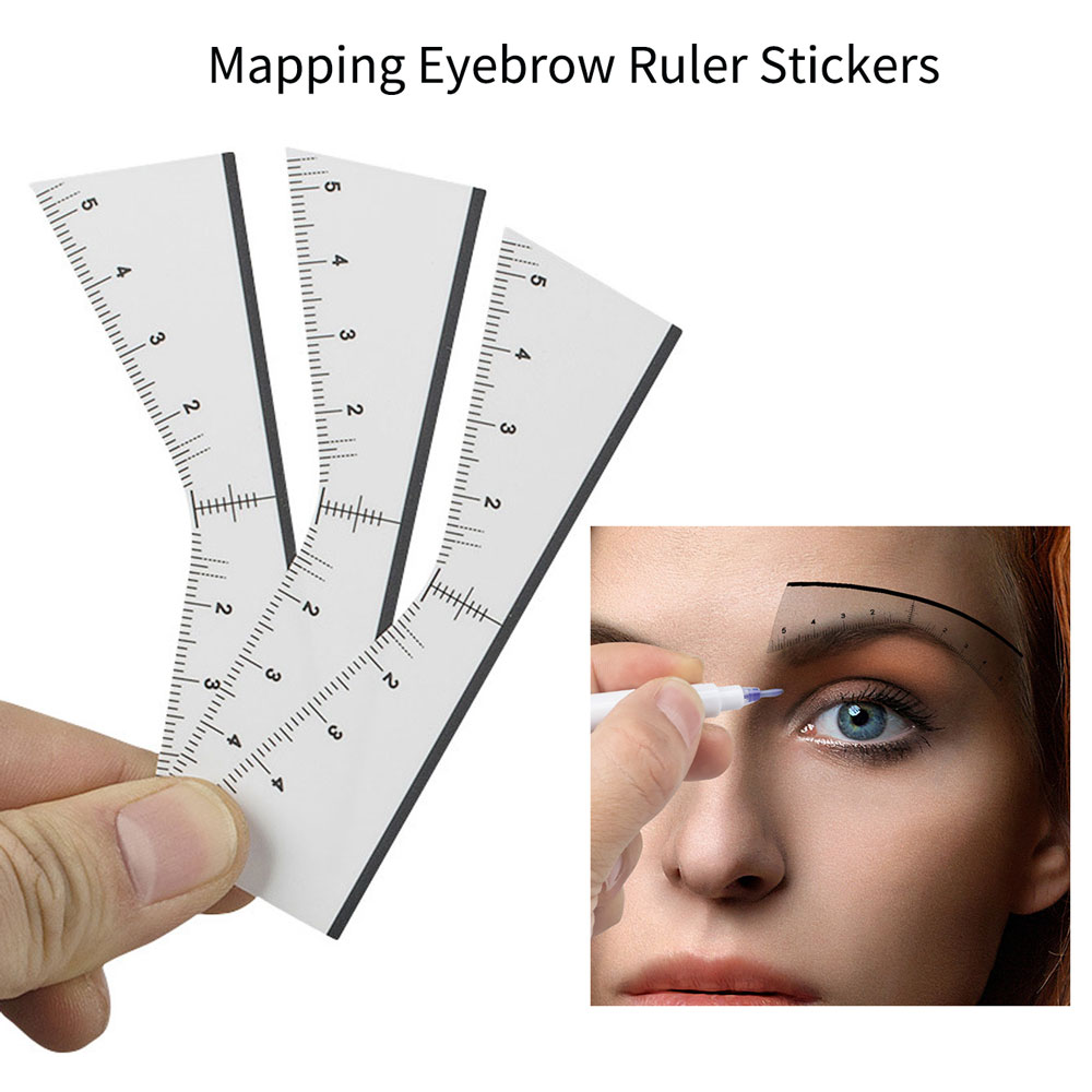 20 unidades/pacote tatuagem mapeamento sobrancelha régua adesivos microblading adesivo v shap sobrancelha medição estêncil ferramentas maquiagem fornecimento