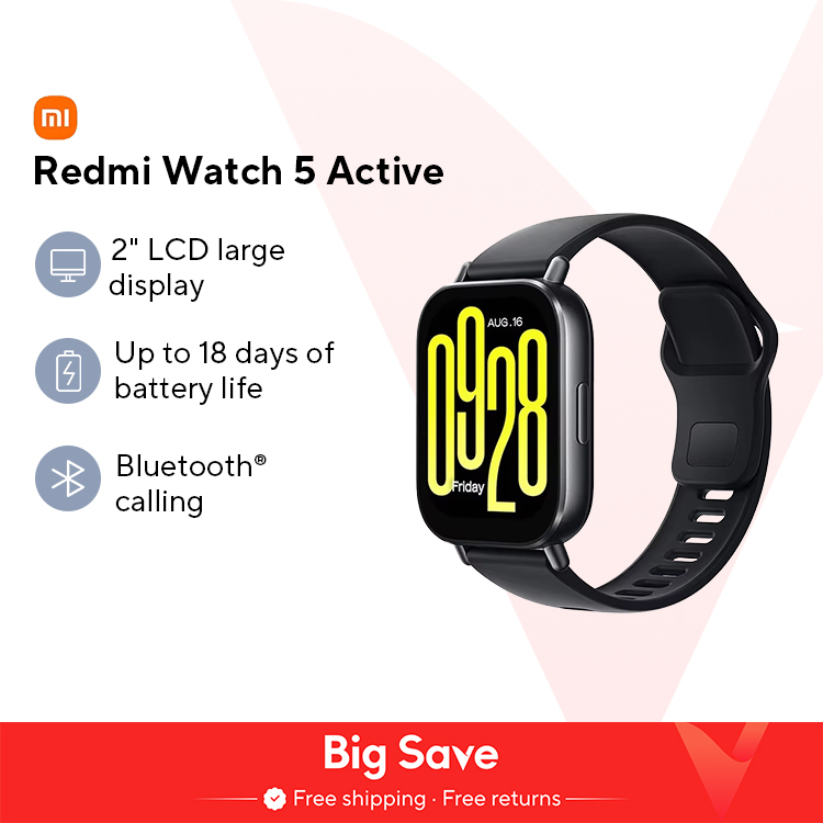 Глобальная версия Xiaomi Redmi Watch 5 Active 2-дюймовый дисплей До 18 дней автономной работы 140+ режимов тренировки Bluetooth Calling 5ATM