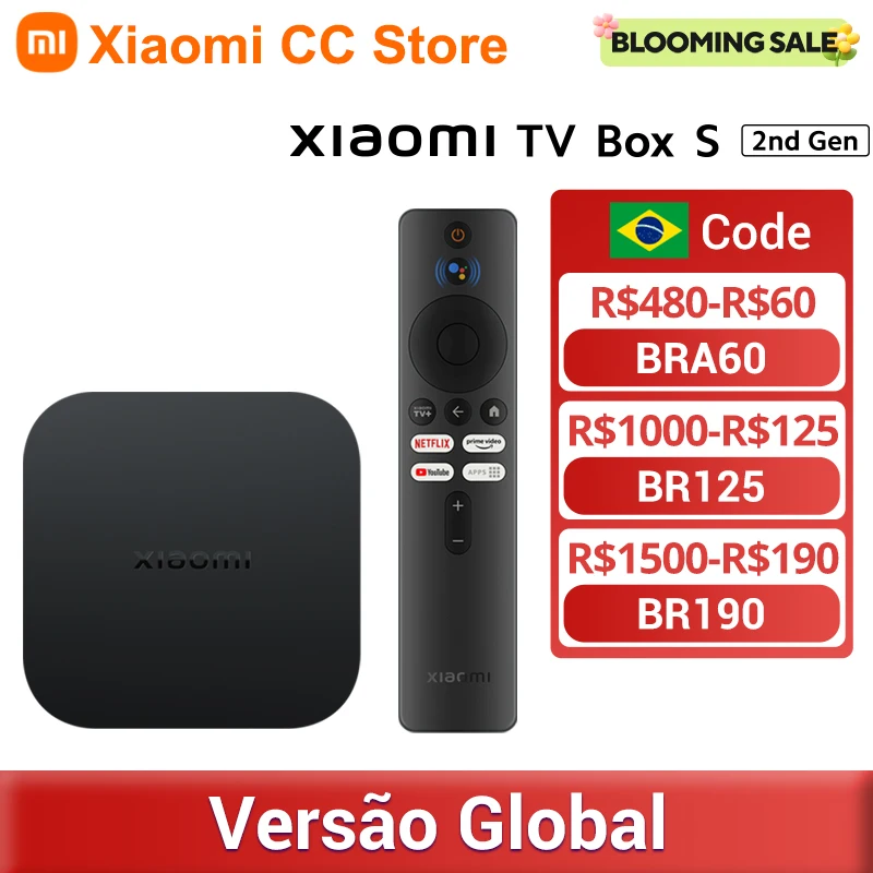 Xiaomi-mi tv box  2nd Gen versão global, 4k ultra hd, google tv, 2gb, 8gb, visão dolby, hdr10 +, assistente do google, smart mi box s player