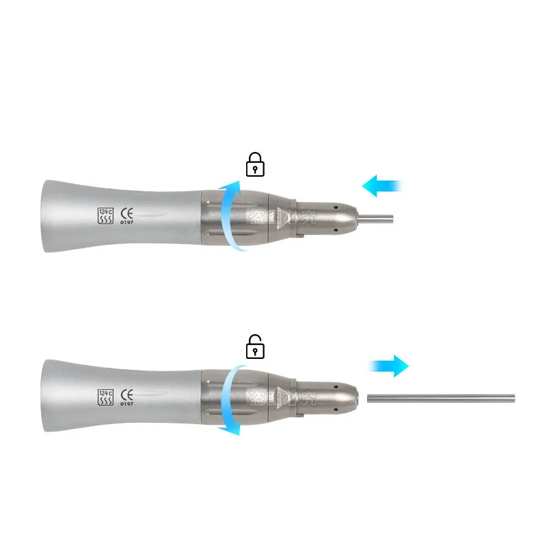 ทันตกรรมกรวยจมูกตรงความเร็วต่ํา Handpiece ตรงอัตราส่วน 1:1 สําหรับ Lab E-type มอเตอร์เครื่องมือทันตแพทย์