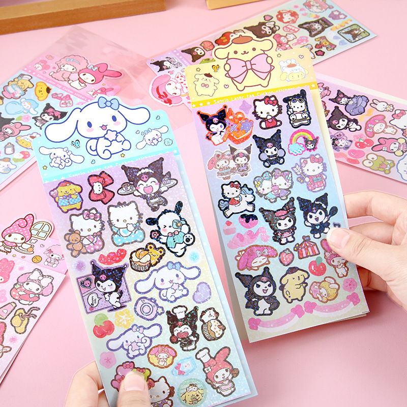 Sanrio การ์ตูน 20pcs สติกเกอร์ Pochacco Kuromi Melody Kitty Kawaii สติกเกอร์เครื่องเขียนนักเรียนของขวัญวันเกิดขายส่ง
