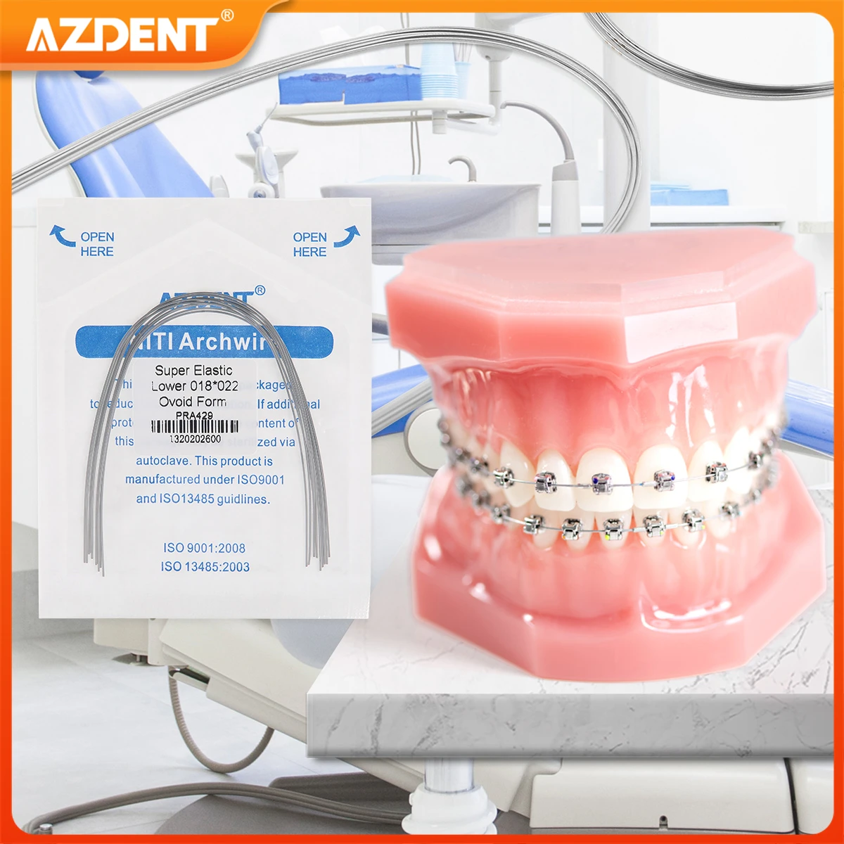 10PCS/Pack AZDENT Dental Orthodontic NITI Round Rectangular Arch Wires Super Elastic Ovoid Form Upper Lower