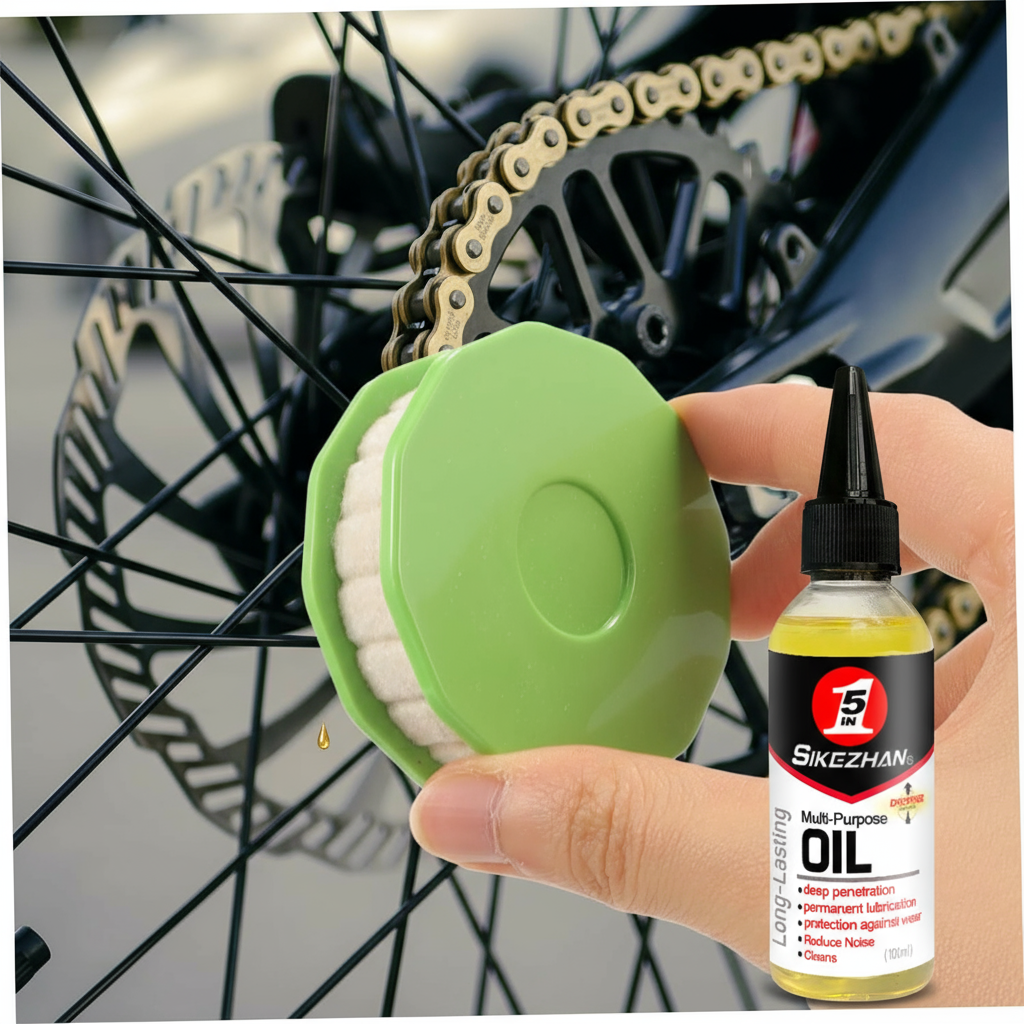 Fahrradkettenschmier-Set – Kettenöler-Rollenwerkzeug mit 100 ml Fahrradkettenschmiermittel für MTB-Straßen- und Mountainbikes