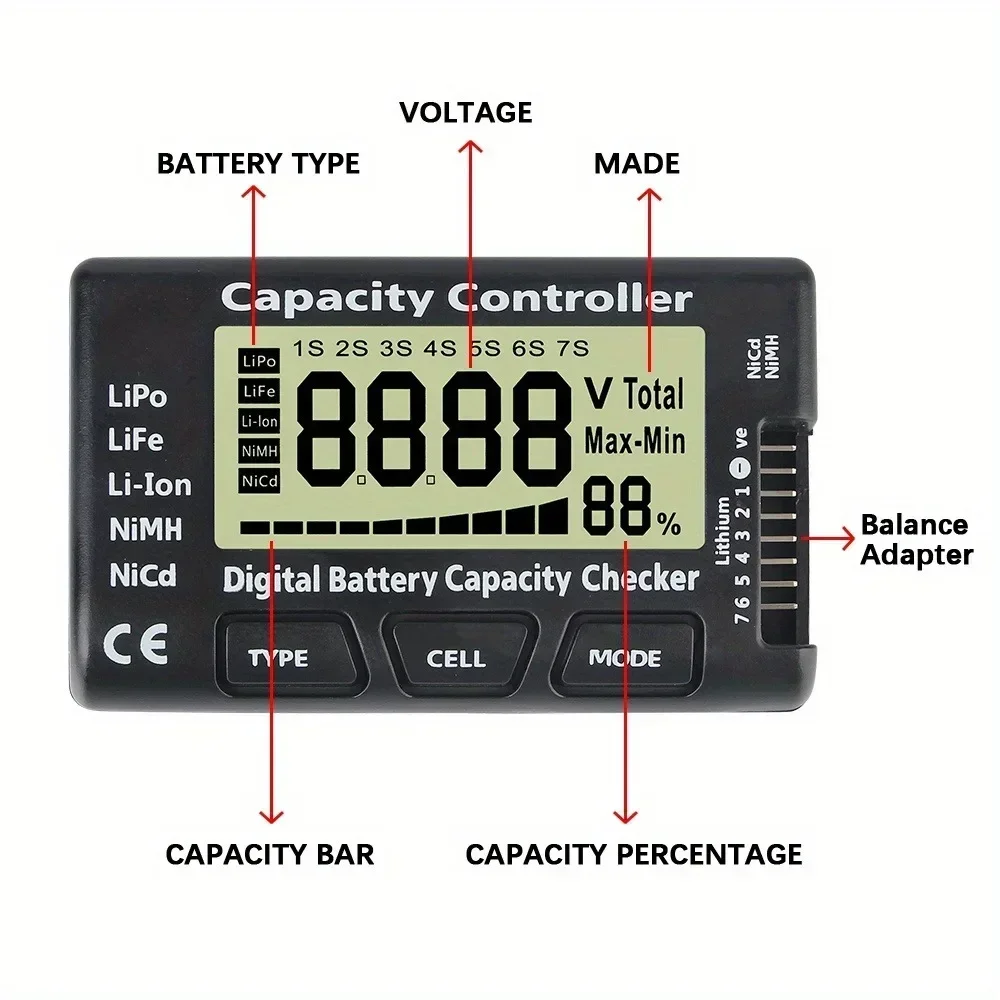 Cellmeter 7 comprobador de capacidad de batería Digital controlador probador de voltaje para LiPo Life Li-ion NiMH Nicd medidor de celda