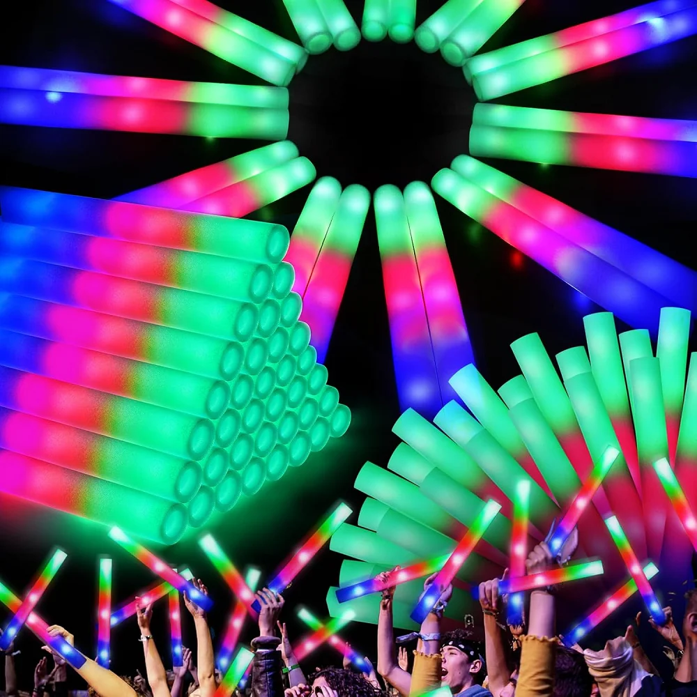 1-50PCS LED Glow Sticks Bulk Colorful RGB Glow Foam Stick light Stick Cheer Tube Dark Light na koncerty Urodziny Wesele Przyjęcie