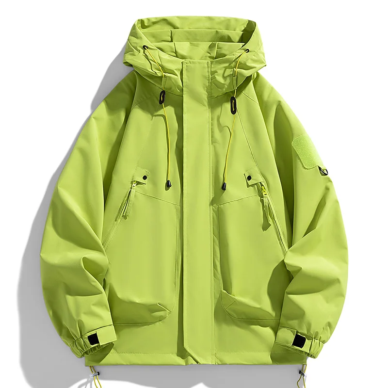 Blusão masculino jaqueta com capuz casaco com zíper carga impermeável preto bombardeiro acampamento solto fino softshell com capuz jaqueta de caminhada