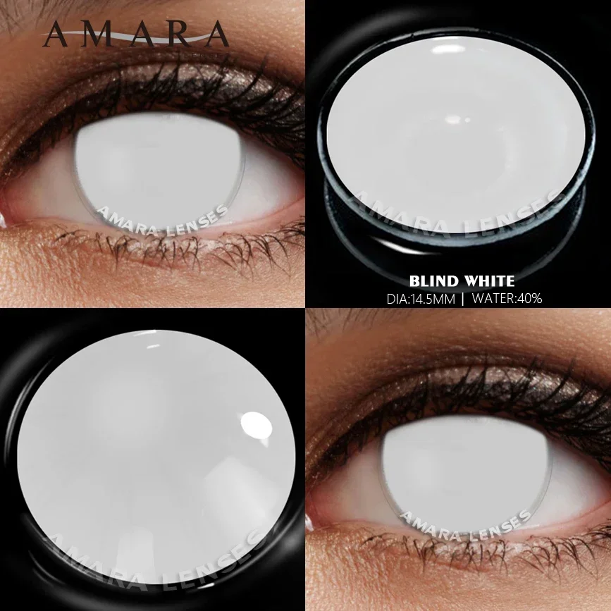 AMARA Cosplay Màu Kính Áp Tròng Mắt Anime Mắt Ống Kính 1 Trắng Đen Tròng Kính Áp Tròng Đựng Mỹ Phẩm Màu Sắc Ống Kính đôi Mắt