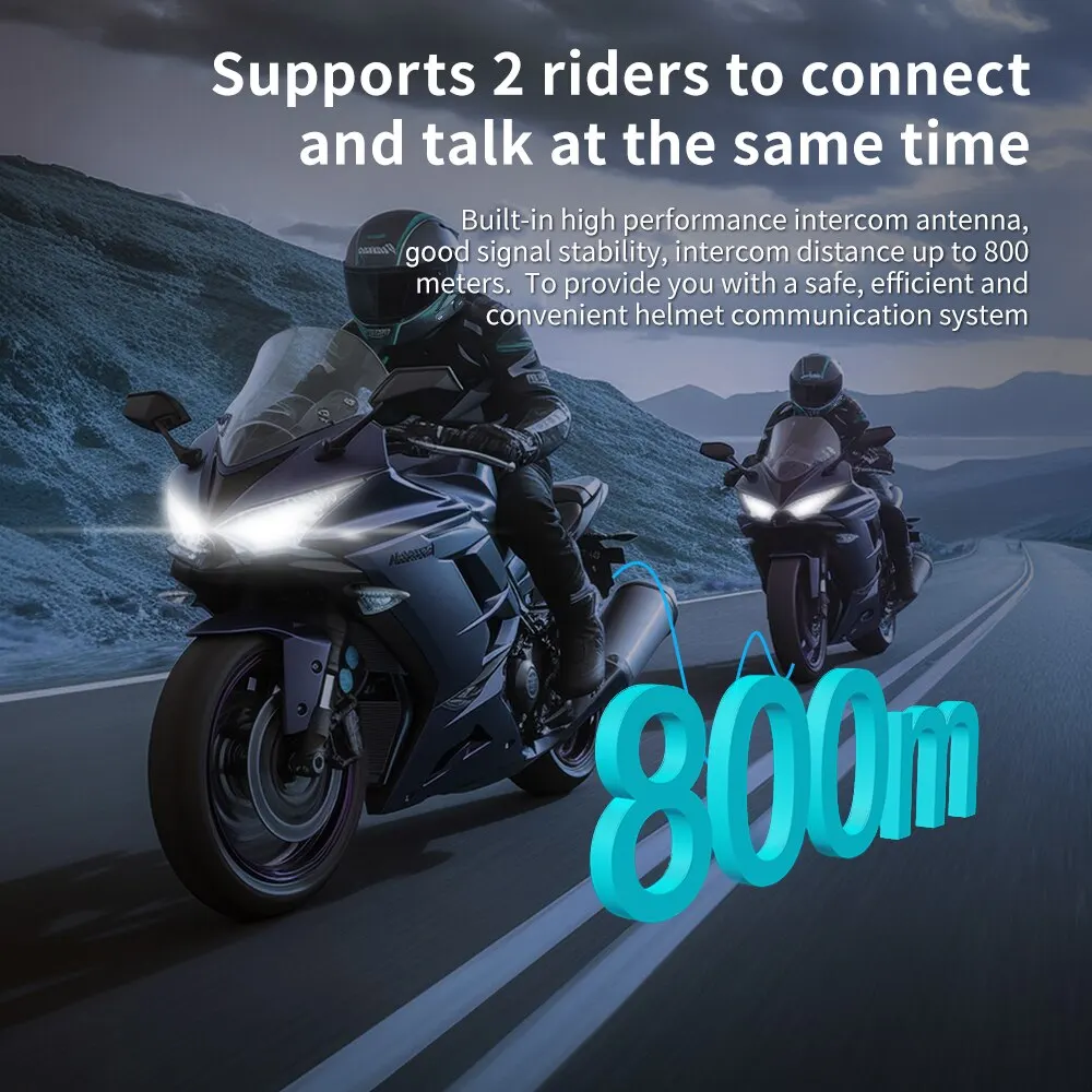 Ejeas q2オートバイヘルメットインターホンBluetooth 5.1ヘッドセットクイックペア防水最大2ライダーワイヤレスインターホンイヤホン