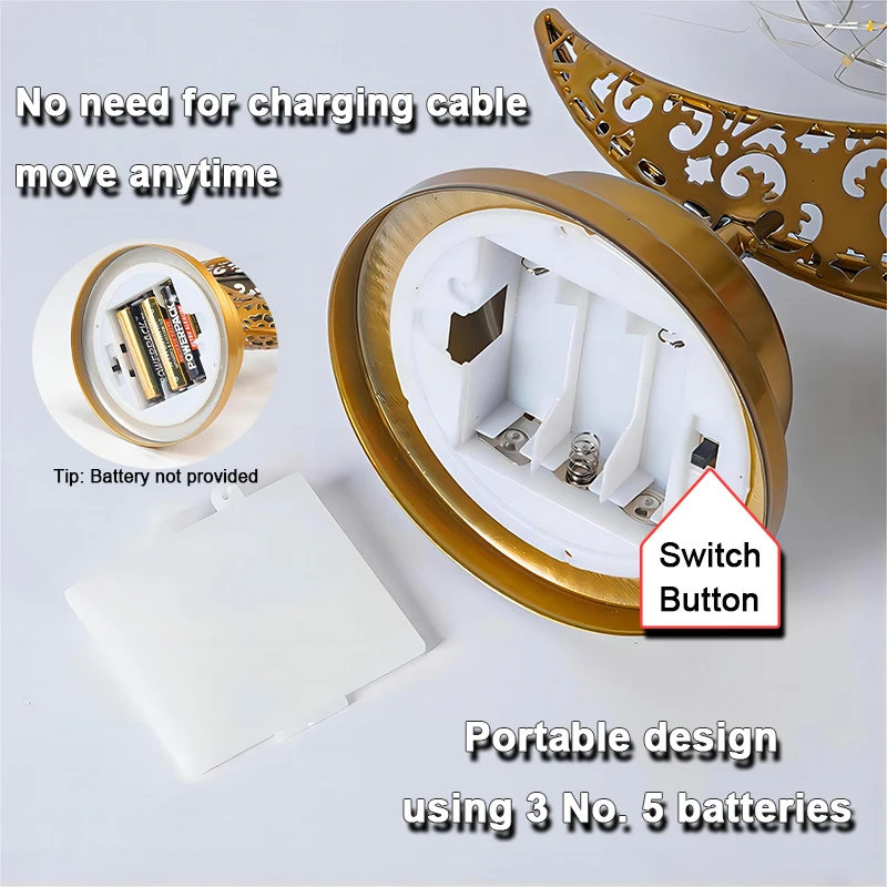 Eid Mubarak Étoile Lune Lumière Chambre LED Lampe de Table Musulman Ramanda Festival Veilleuse Atmosphère De Noël Fête De Mariage Lumière