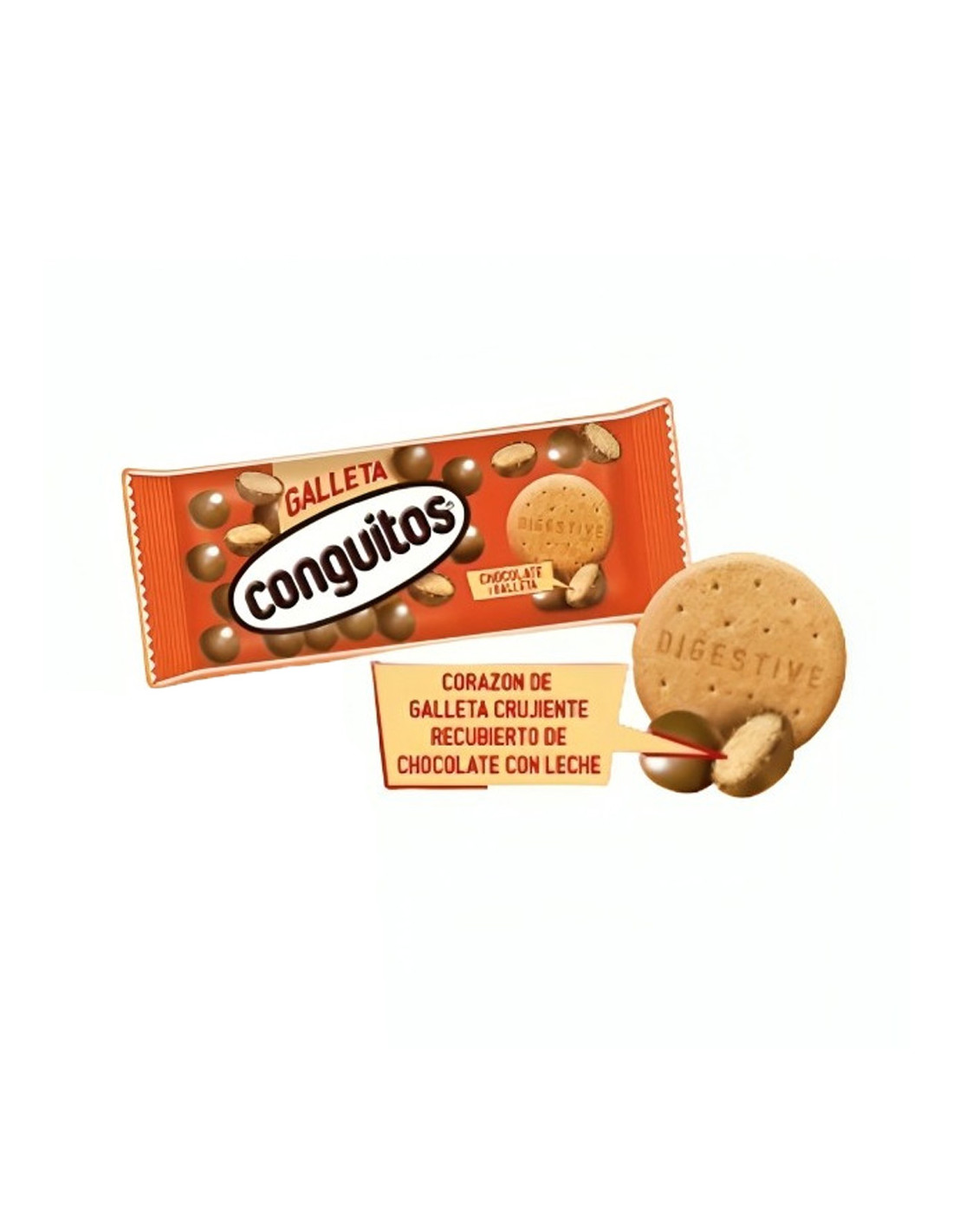 Biscoito revestido de chocolate ao leite Conguitos-14 embalagens de 50g cada