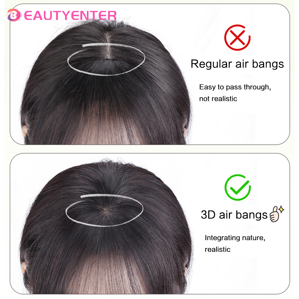 BeautyEnter-flequillo de pelo sintético, extensión de cabello, flequillo falso, clip de pelo en flequillo de aire francés, pelucas de alta temperatura