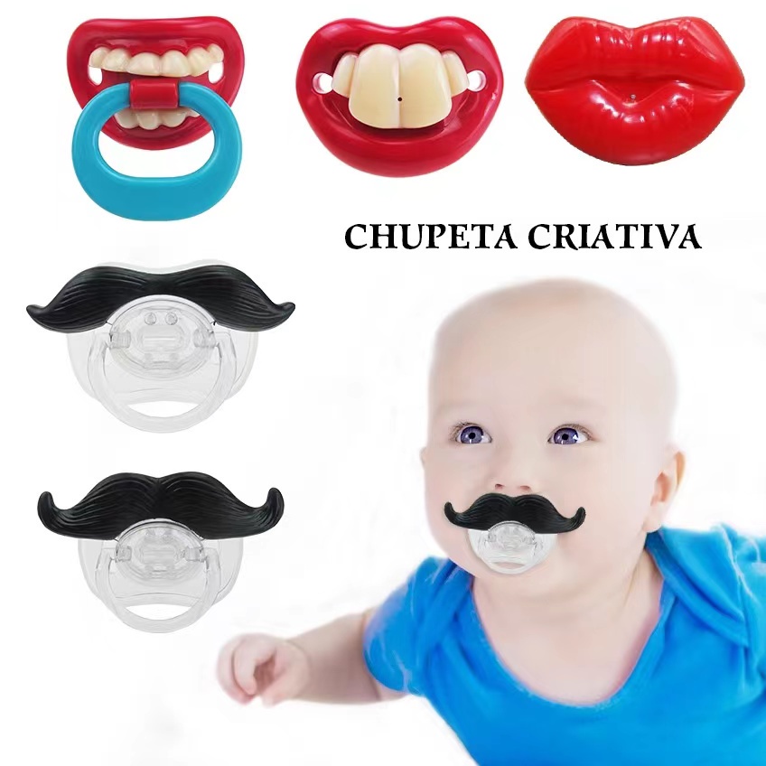 Chupeta de silicone para bebê de 0 a 3 anos, acessórios fotografia recém-nascidos, bigode, em forma de animal