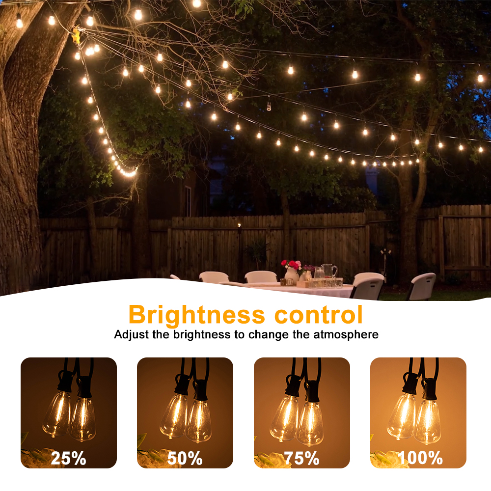 Guirlande lumineuse d'extérieur étanche, luminaire décoratif d'extérieur, idéal pour un Patio, un Patio, une intensité variable, ST38, incassable, pour un Bistro, un porche, une terrasse ou une cour
