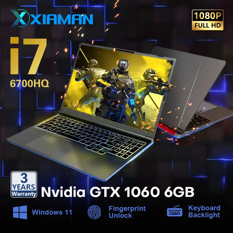 Portátil para juegos de 16 pulgadas intel Core i7-6700HQ GTX 1060 IPS 1920*1200 Windows 11 ordenador portátil 16GB DDR4 1TB SSD Notebook PC