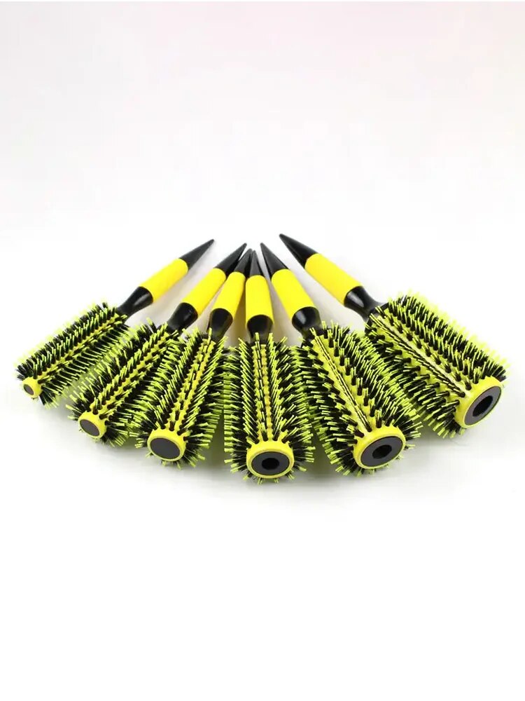 Pente de Ondulação De Cabelo De Cerda De Tubo De Alumínio, Agulha De Nylon Amarela, Rolo De Cauda Apontado, Em Estoque, Transfronteiriço, Comércio Exterior, Novo