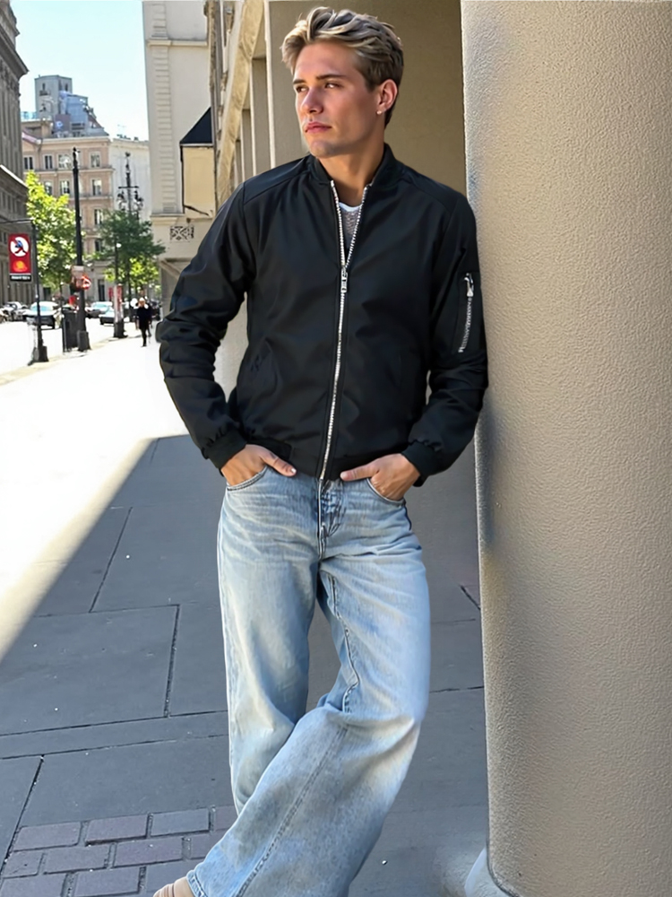 Lente Herfst Heren Bomberjack Casual Lichtgewicht Jas Voor Mannen Sport Windjack Zip Up Jas Met Zakken Kleding