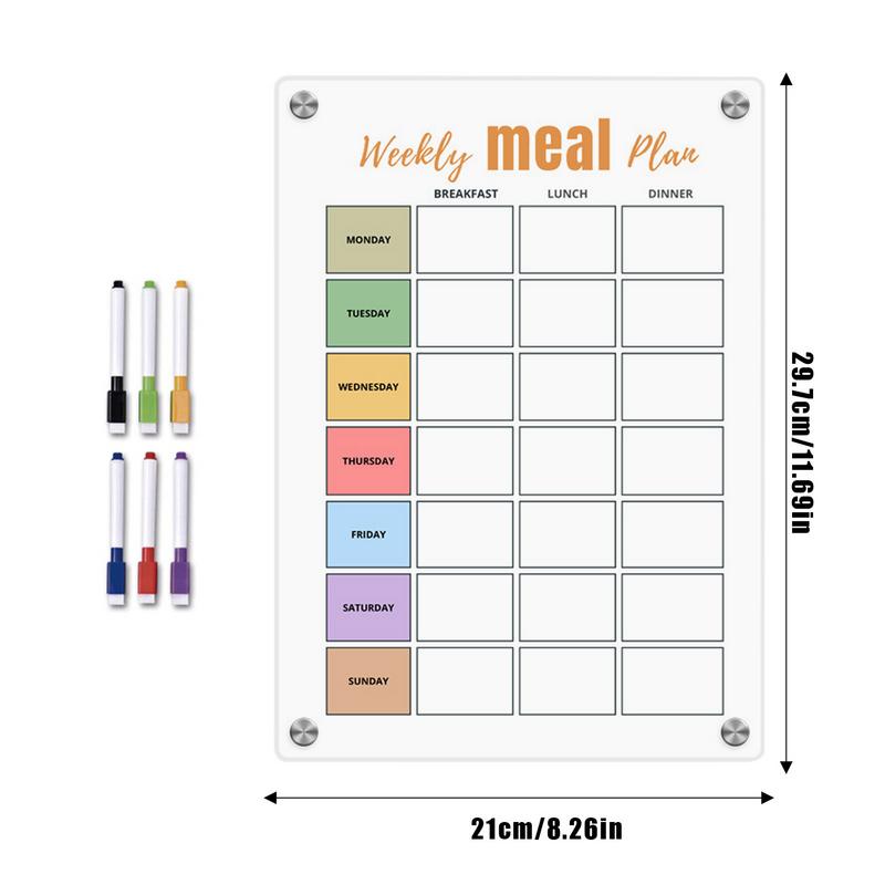 Planner dei pasti Lavagna magnetica bianca per la pianificazione dei pasti con 6 penne colorate Blocchi cancellabili per la lista della spesa Blocco note magnetico per frigorifero